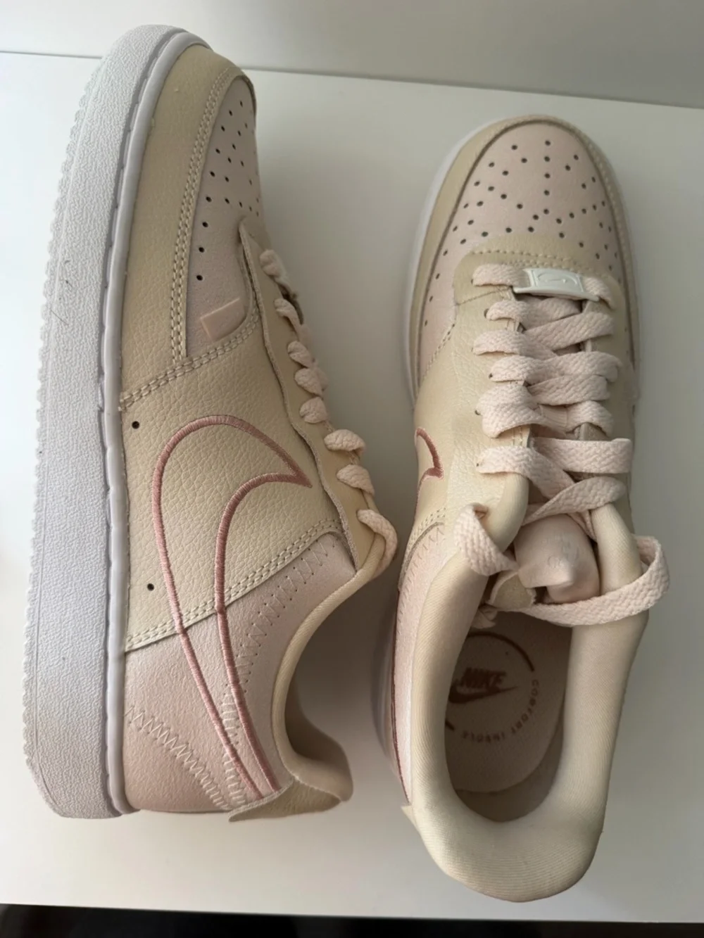 NIKE Women’s Court Vision Low Premium Sneakers-Size 8-Pearl White/Sail Metallic